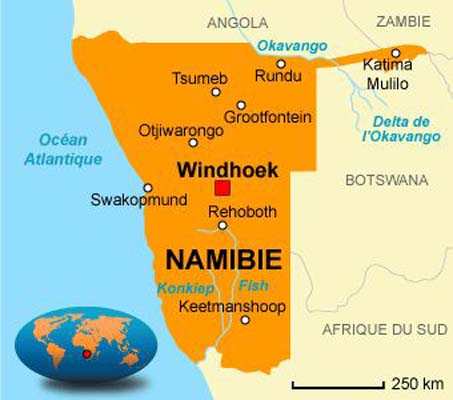 Mapa de Namibia
