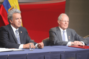 En el encuentro estuvo acompañadp de su homólogo Pedro Pablo Kuczynski presidente de Peru