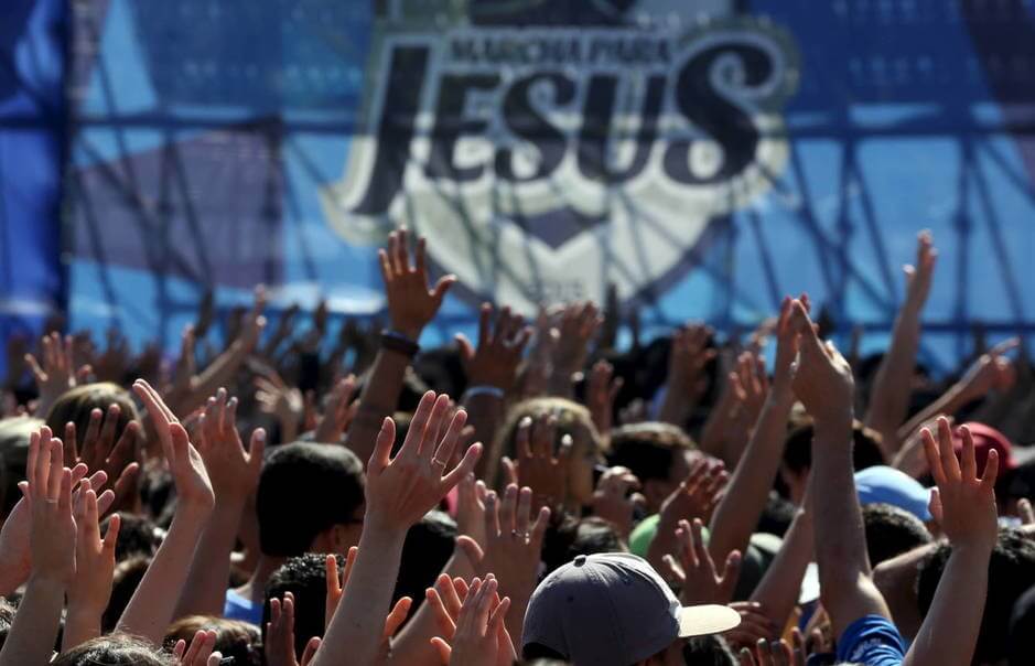 Evangélicos en un evento en Sao Pablo