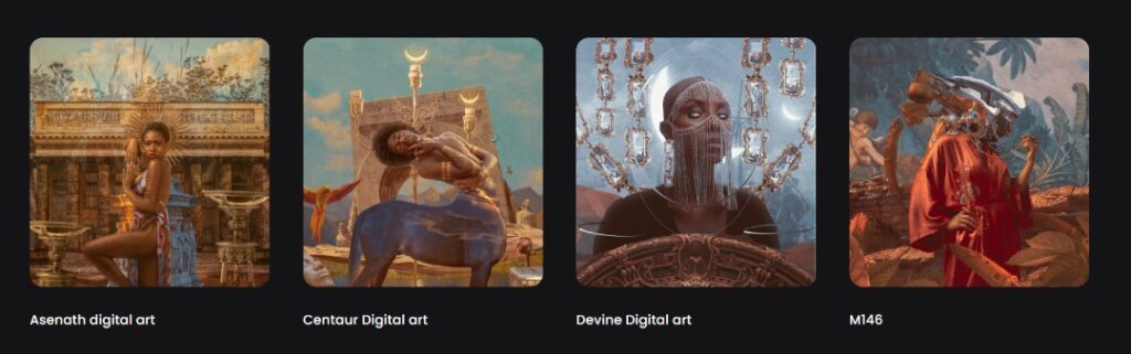 Detalle sitio web. Galeria NFT