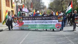 Activistas propalestinos se manifiestan en La Paz Bolivia. 8 de octubre de 2023