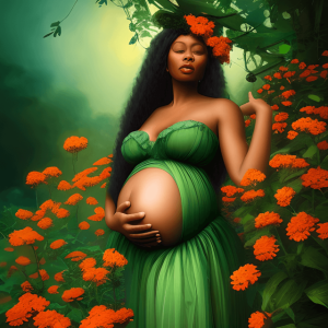 Pintura mujer afro embarazada. Por Creative Grafic