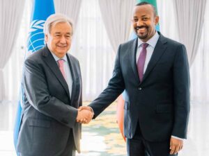 Antonio Guterres Secretario General de las Naciones Unidas y El primer ministro de Etiopía, Abiy Ahmed