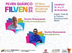 La 20.ª Filven continúa recorriendo el país con su lema Leer transforma y se instalará del 15 al 17 de noviembre en los estados Aragua y Guárico.