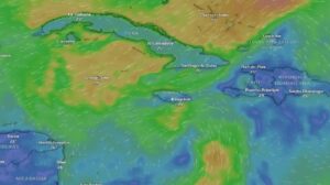 En el mar Caribe occidental hay una extensa área de bajas presiones, cuyo centro se ubicaría en estos momentos al sur de Jamaica.