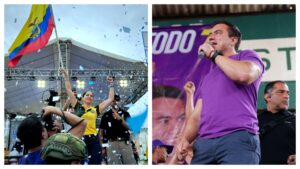 Candidatos Luisa González y Daniel Noboa