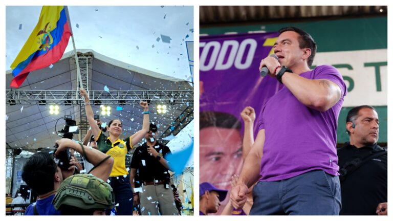 Candidatos Luisa González y Daniel Noboa